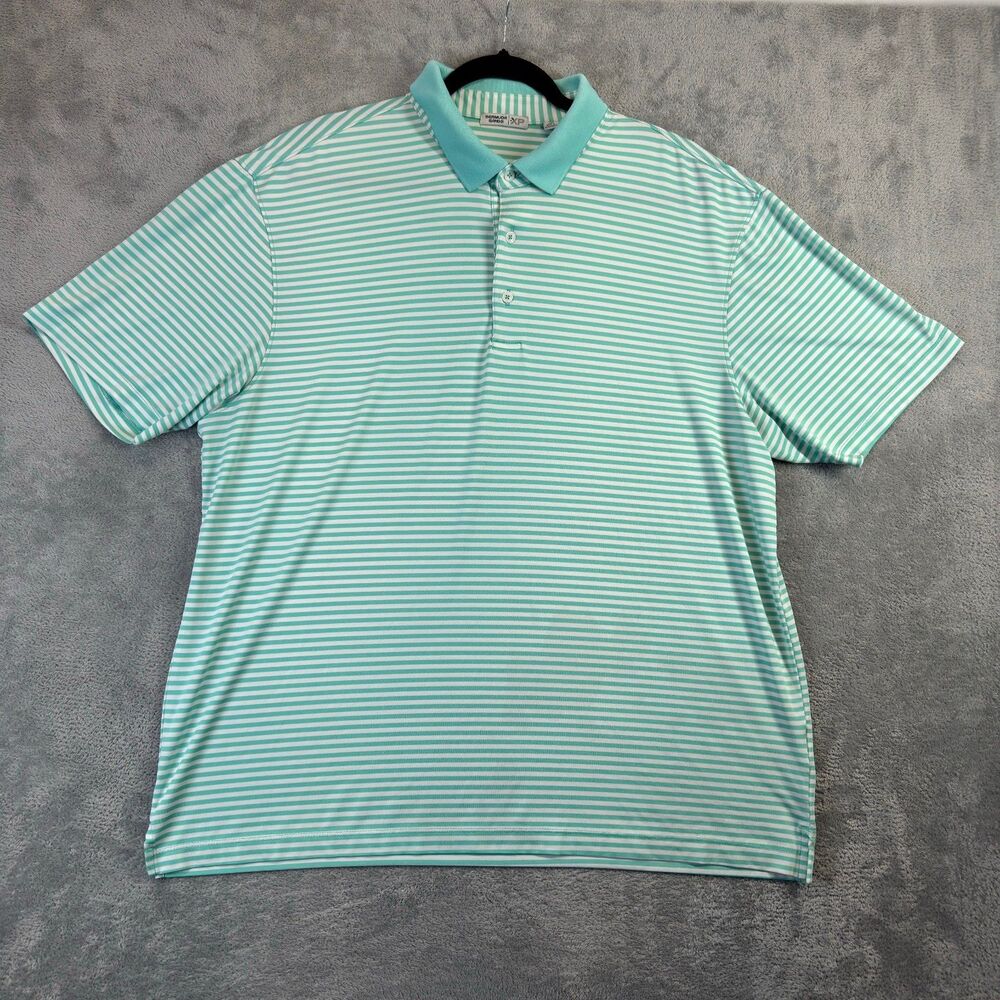 Bermuda Sands Polo Shirt Mens Extra Large Blue Striped Short Sleeve Performance - Picture 1 of 8
